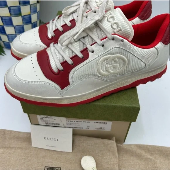 Men’s Gucci Red and White Sneakers - Picture 2 of 11